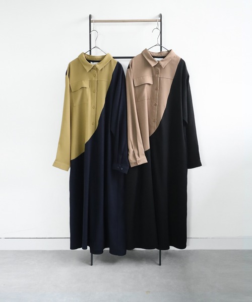 「antiqua」 長袖ワンピース ONESIZE ブラック レディースの画像3