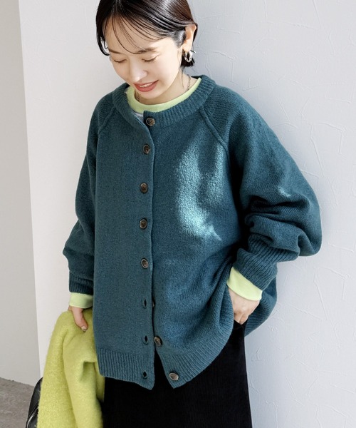 「reca」 ニットカーディガン M ブルーグリーン レディース_画像7