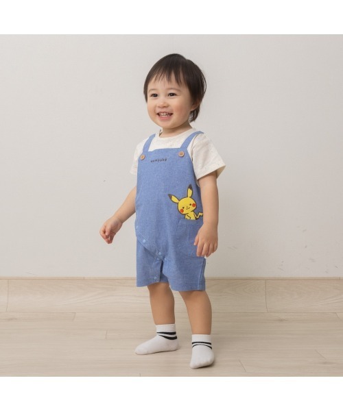 MEER ビックポケットロンパース ベビー服 ロンパース 半袖ロンパース サロペット型 monpoke モンポケ