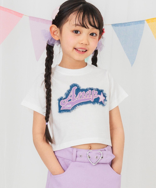 ANAP kids（アナップキッズ） tシャツ デニムワッペン付 Tシャツ
