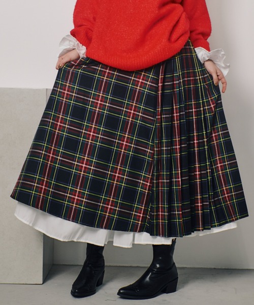 「manana suerte」 プリーツスカート M レッド レディース_画像7