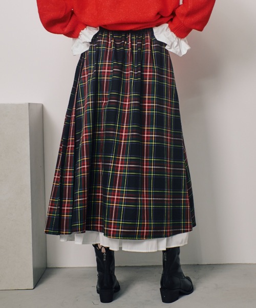 「manana suerte」 プリーツスカート M レッド レディース_画像9