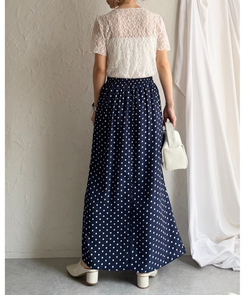 She's Closet ロング スカート セミフレア ロング 水玉 ドットスカート
