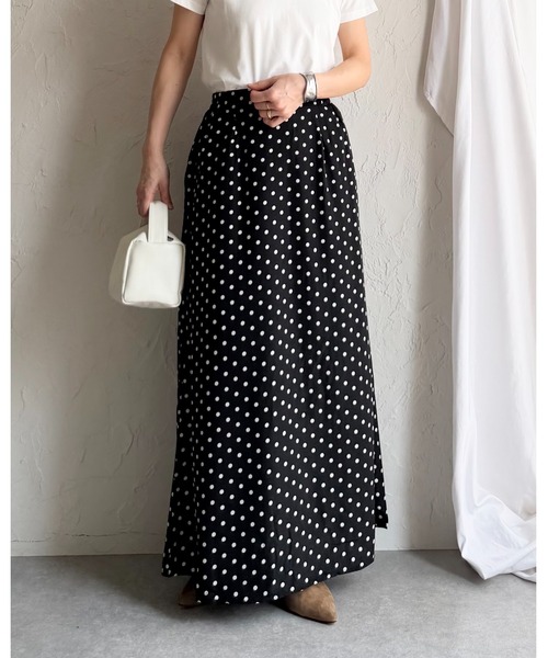 人気商品水玉模様ドットフレアロングスカート She's Closet スカート セミフレア ロング 水玉 ドットスカート