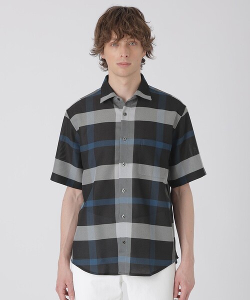 シャツ カラミクレストブリッジチェックハーフスリーブシャツ メンズの画像