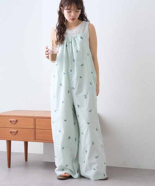 サロペット オーバーオール 「Aguni」刺繍キャミサロペット レディース