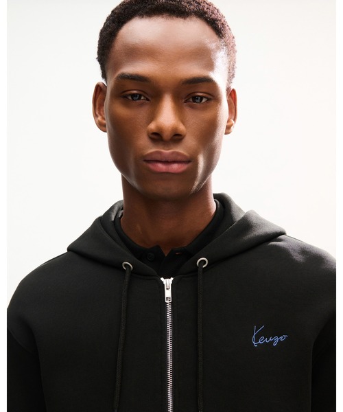 パーカー 'KENZO Signature' エンブロイダリー ジップアップ フーディー イン コットン メンズの画像