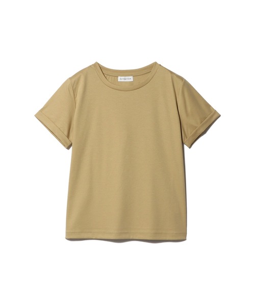 tシャツ ESTNATION / アルビニ コットンスムース ロールアップ Tシャツ レディースの画像