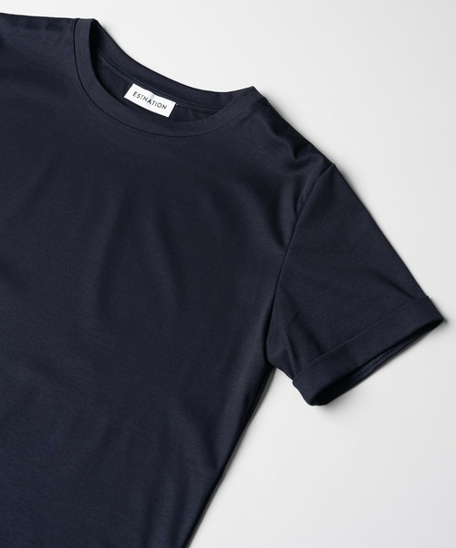 tシャツ ESTNATION / アルビニ コットンスムース ロールアップ Tシャツ レディースの画像