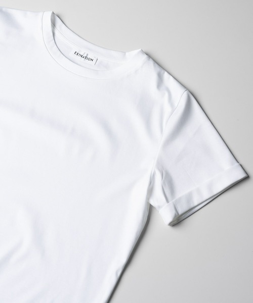 tシャツ ESTNATION / アルビニ コットンスムース ロールアップ Tシャツ レディースの画像