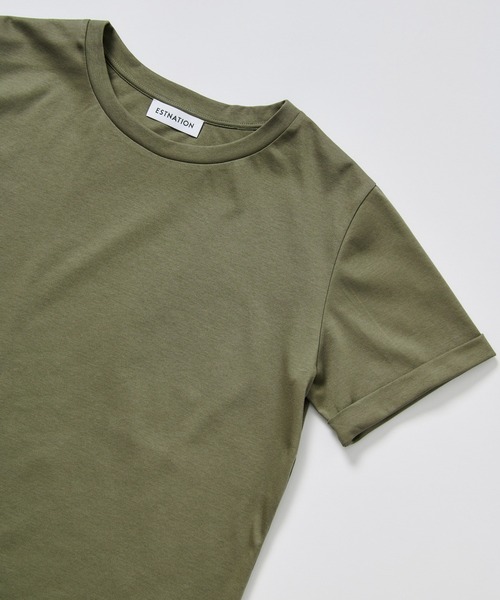 tシャツ ESTNATION / アルビニ コットンスムース ロールアップ Tシャツ レディースの画像
