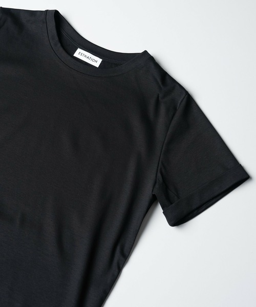 tシャツ ESTNATION / アルビニ コットンスムース ロールアップ Tシャツ レディースの画像