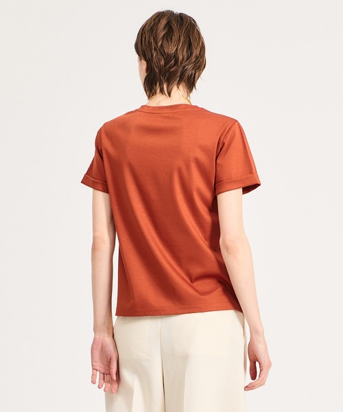 tシャツ ESTNATION / アルビニ コットンスムース ロールアップ Tシャツ レディースの画像
