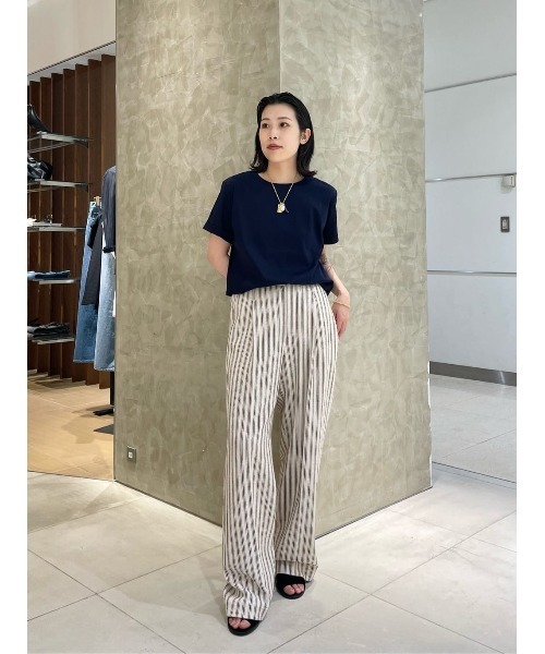 tシャツ ESTNATION / アルビニ コットンスムース ロールアップ Tシャツ レディースの画像