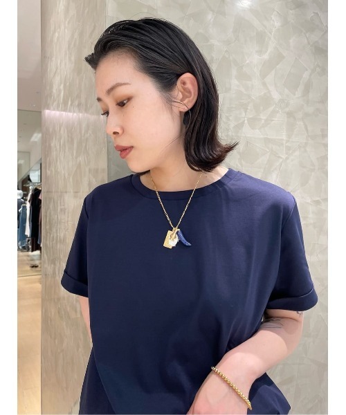 tシャツ ESTNATION / アルビニ コットンスムース ロールアップ Tシャツ レディースの画像