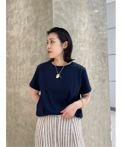 tシャツ ESTNATION / アルビニ コットンスムース ロールアップ Tシャツ レディースの画像