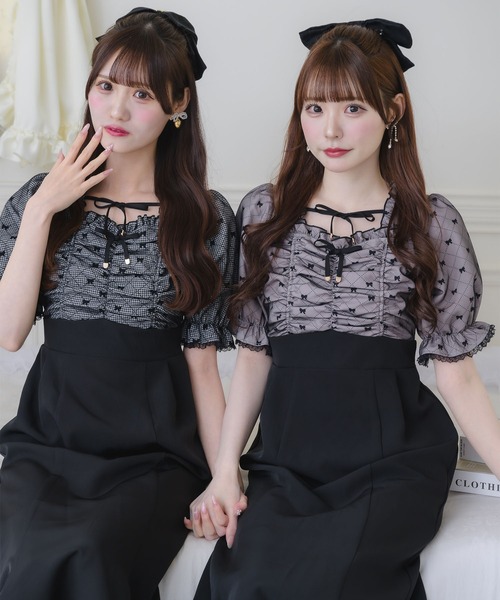 クチュールバイロジータ ワンピース リボンプリントドッキング