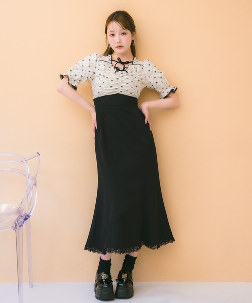 クチュールバイロジータ ワンピース リボンプリントドッキング