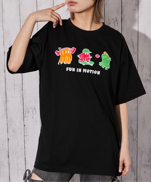 tシャツ 半袖 「おばけ×サガラ刺繍」BIGTシャツ／ストリート／春夏／全