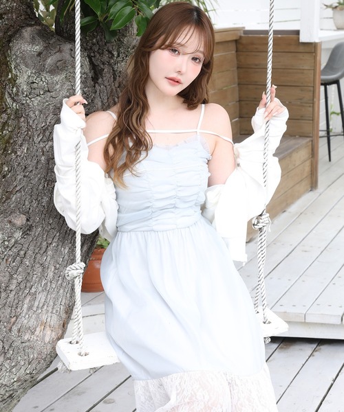 one after another NICE CLAUP ワンピース 夏 配色リボンレース