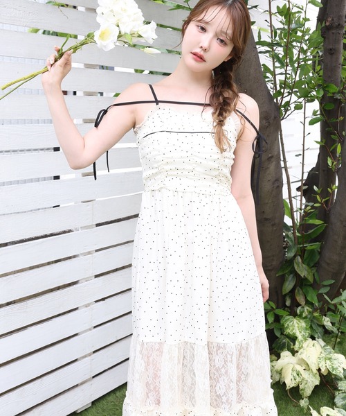 one after another NICE CLAUP ワンピース 夏 配色リボンレース
