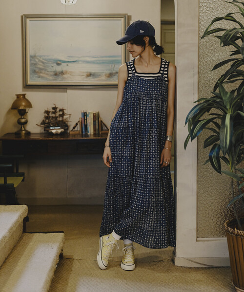 Freada（フリーダ） ワンピース 夏 インド木版フラワープリント キャミ