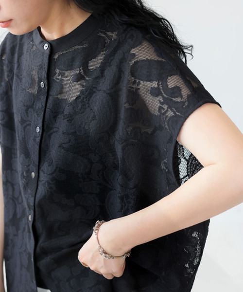 「antiqua」 「pattern torso」半袖シャツ ONESIZE ブラック レディース_画像3
