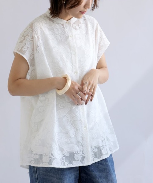「antiqua」 「pattern torso」半袖シャツ ONESIZE ブラック レディース_画像8