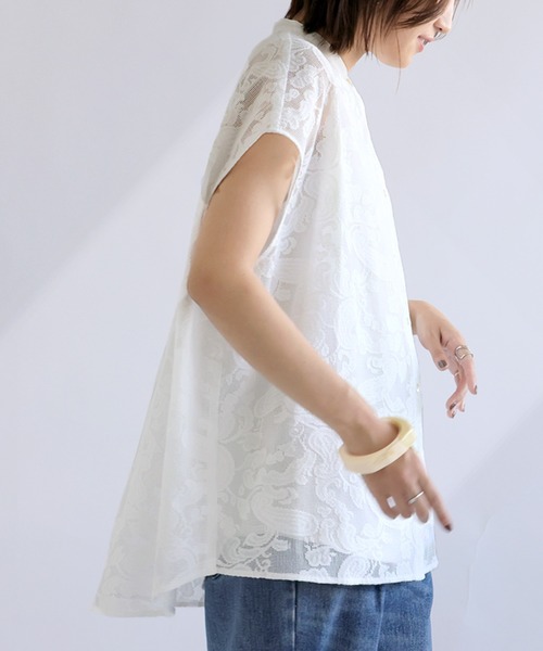「antiqua」 「pattern torso」半袖シャツ ONESIZE ブラック レディース_画像9