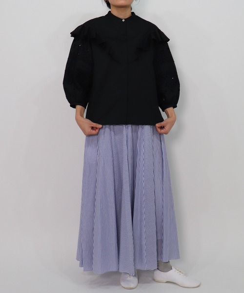 「haupia」 7分袖ブラウス MEDIUM ブラック レディース_画像2