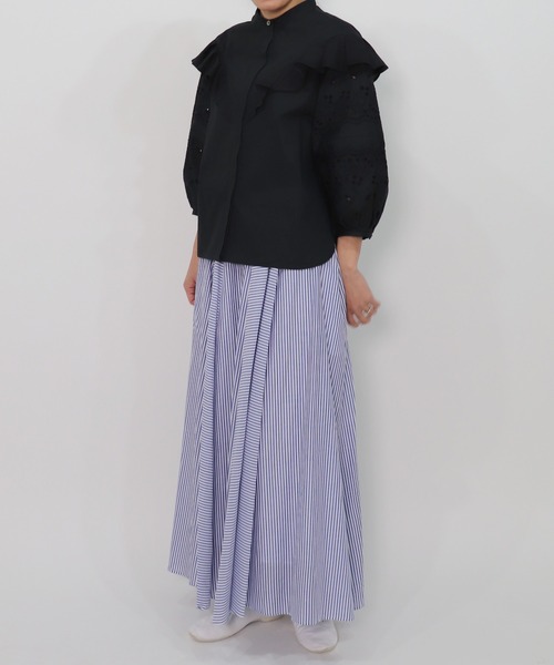 「haupia」 7分袖ブラウス MEDIUM ブラック レディース_画像3