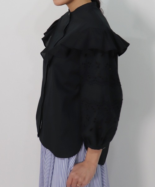 「haupia」 7分袖ブラウス MEDIUM ブラック レディース_画像4