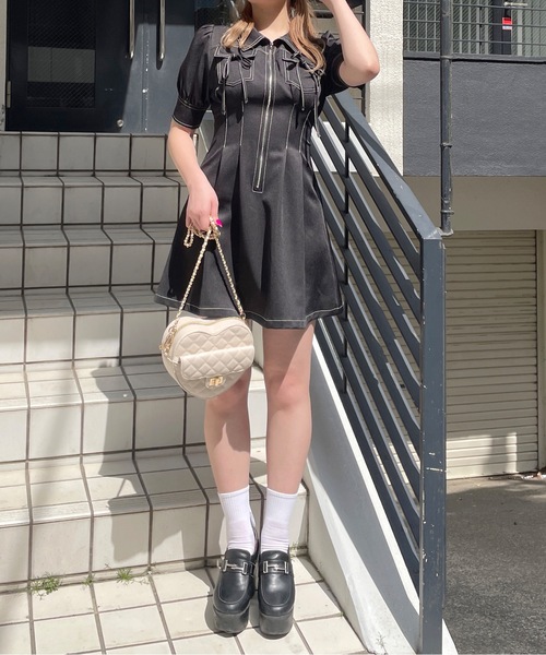 「one way」 シャツワンピース FREE ブラック レディース_画像8