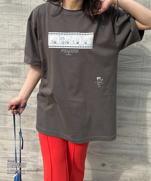「Vintage PEANUTS」 半袖Tシャツ LARGE オートミール レディース_画像2