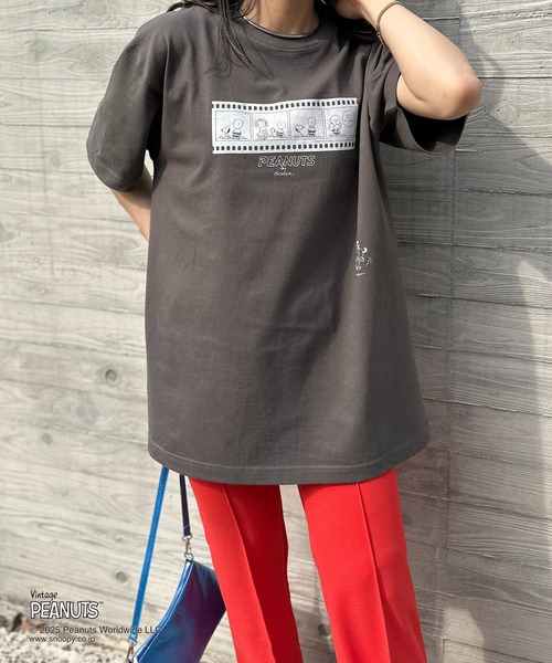 「Vintage PEANUTS」 半袖Tシャツ LARGE オートミール レディース_画像3