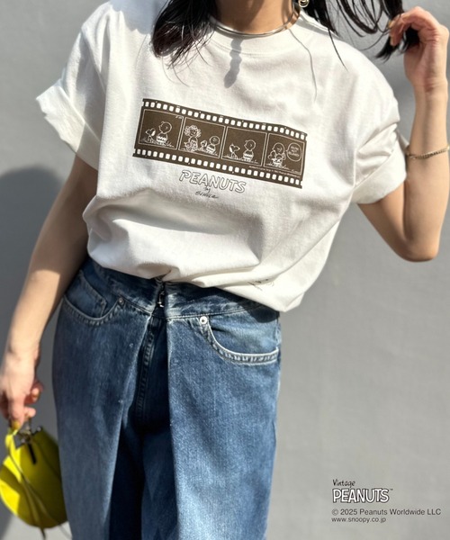 「Vintage PEANUTS」 半袖Tシャツ LARGE オートミール レディース_画像9