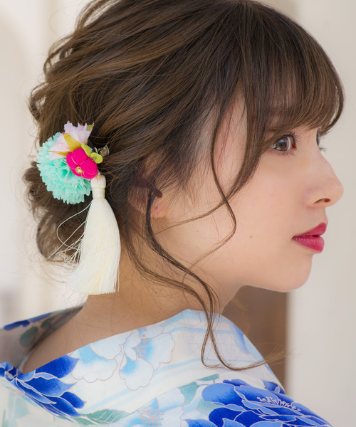 ゆかた姿を引き立てる♪フリンジ髪飾り(形を自在に変えられます。) 選べる10色 花 浴衣「W」 レディース | Dita | 02