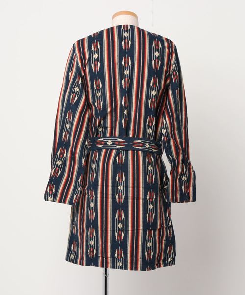 ノーアイディー（NO ID．）/ネイティブプリントフランネルノーカラーガウン NO ID.（ノーアイディー） ジャケット ノーカラージャケット 「NO ID