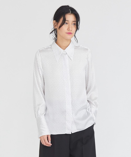 好評 シャツ ブラウス Uma Estnation サテンスタープリントブラウス 最高の Arteymedios Org