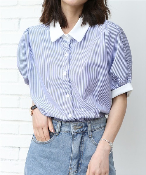 [美品] Liesse フリル半袖シャツ Liesse｜フリルカラーブラウス | Rakuten Fashion(楽天