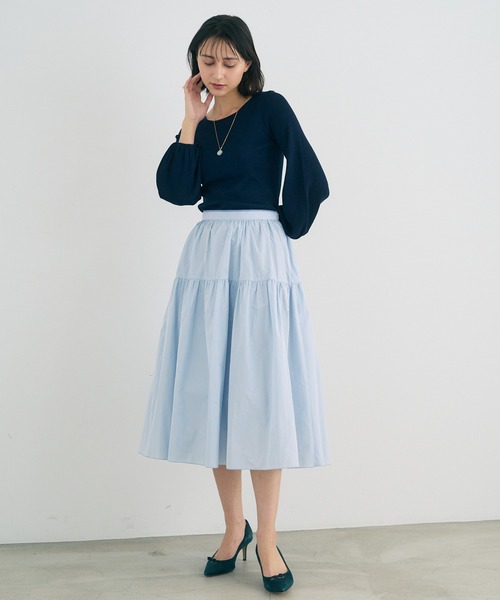 スカート タフタティアードギャザー スカート
