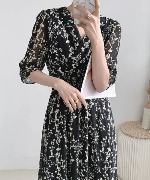 ワンピース 花柄フレアシフォンワンピース : ZOZOTOWN Yahoo!店