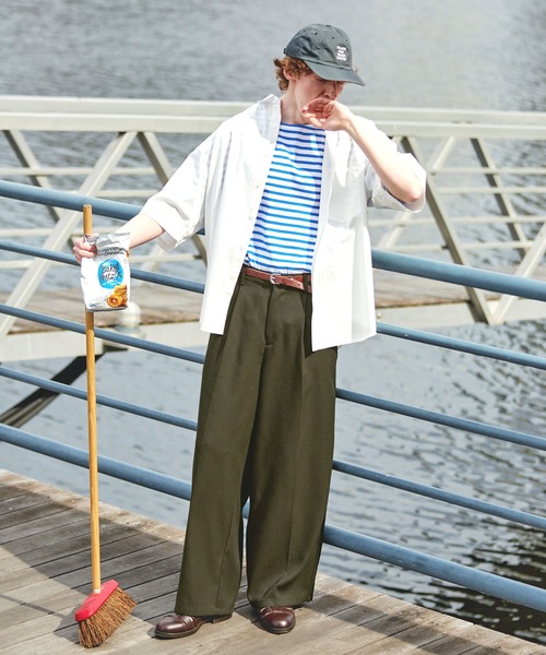 EMMA CLOTHES スラックス TRカルゼ ストレート 1タック センタープレス