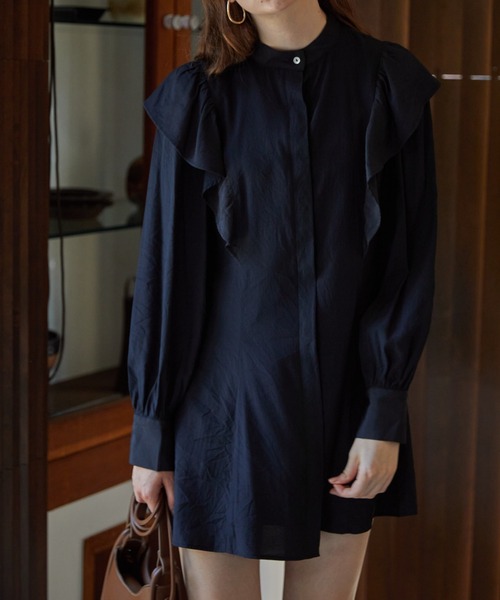 ACYM Cutting fit mini ワンピース ACYM ワンピース Frill shoulder mini : ZOZOTOWN Yahoo!店