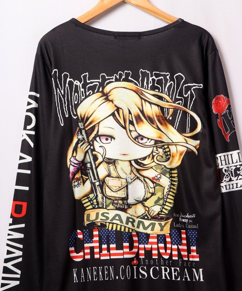 tシャツ BLACK JACKALL CROWN T/C天竺 サブリメーション プリント ロングTシャツ ロンT レディース セール】BLACK JACKALL CROWN T/C天竺 サブリメーション