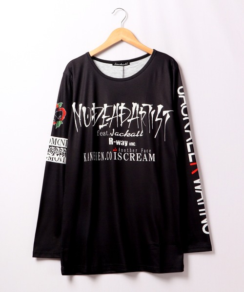 tシャツ BLACK JACKALL CROWN T/C天竺 サブリメーション プリント ロングTシャツ ロンT レディース BLACK JACKALL CROWN tシャツ T/C天竺 サブリメーション