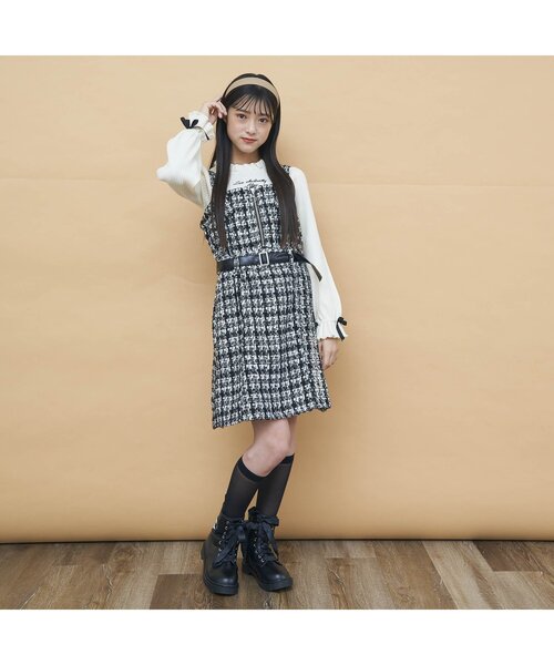 algy（アルジー） ジャンパースカート 前ジップツイードジャンスカ