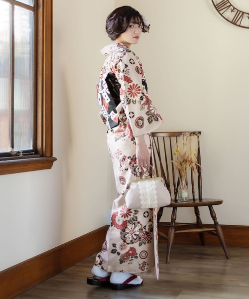 KIMONOMACHI 着物 レディース 洗える着物4点セット 袷着物+京袋帯+