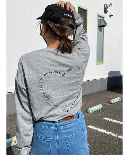 tシャツ 「hideka select」ハートロゴロングＴシャツ / ハート ロンT ロゴT オーバーサイズ ビッグサイズ レディース