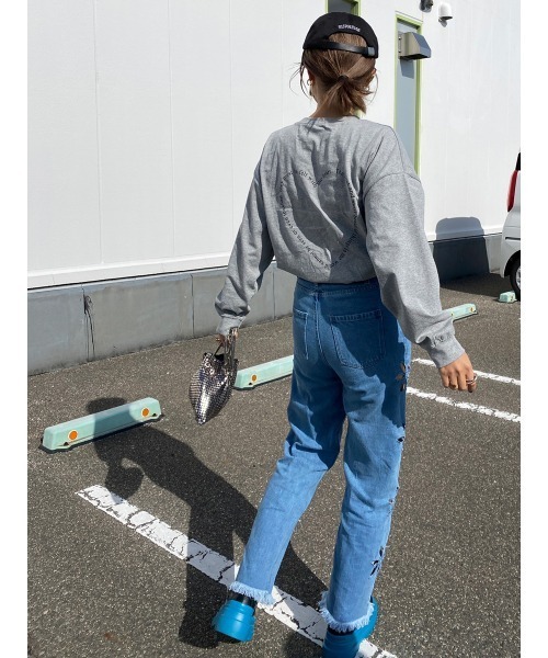 tシャツ 「hideka select」ハートロゴロングＴシャツ / ハート ロンT ロゴT オーバーサイズ ビッグサイズ レディース HEILIS tシャツ 「hideka select」ハートロゴロングTシャツ